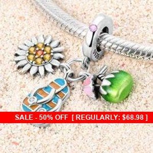 Sterling Silver Summer Charm, Sunglasses Charm, Sandals Charm, Sun Charm, Sunshine, Beach jewelry, beach charms, drink charm, cocktails, sun
