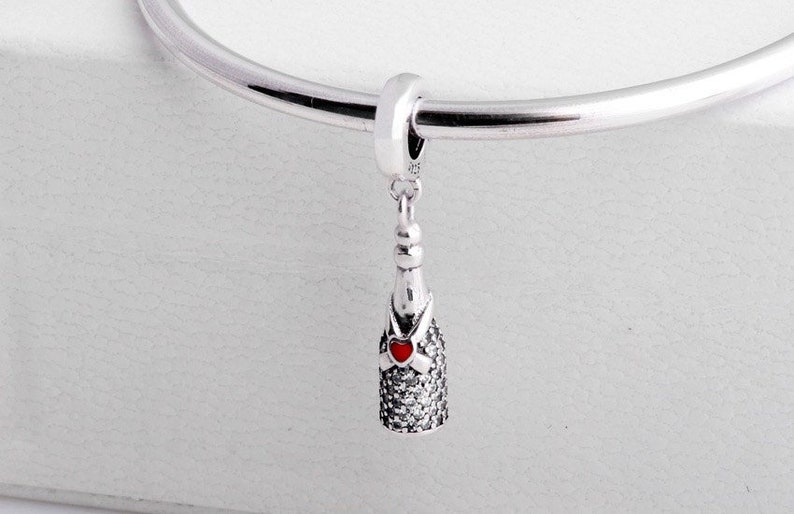 Wedding Charms Champagne jewelry Bottle Charm New Years Gift Celebration Charms Sterling Silver Champagne Bottle Charm Food Charms