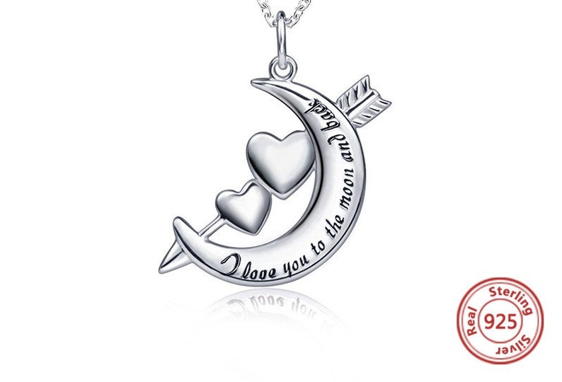 Love You Necklace I Love You Gift I Love You Jewelry Sterling Silver I Love You To The Moon And Back Necklace Love Jewelry
