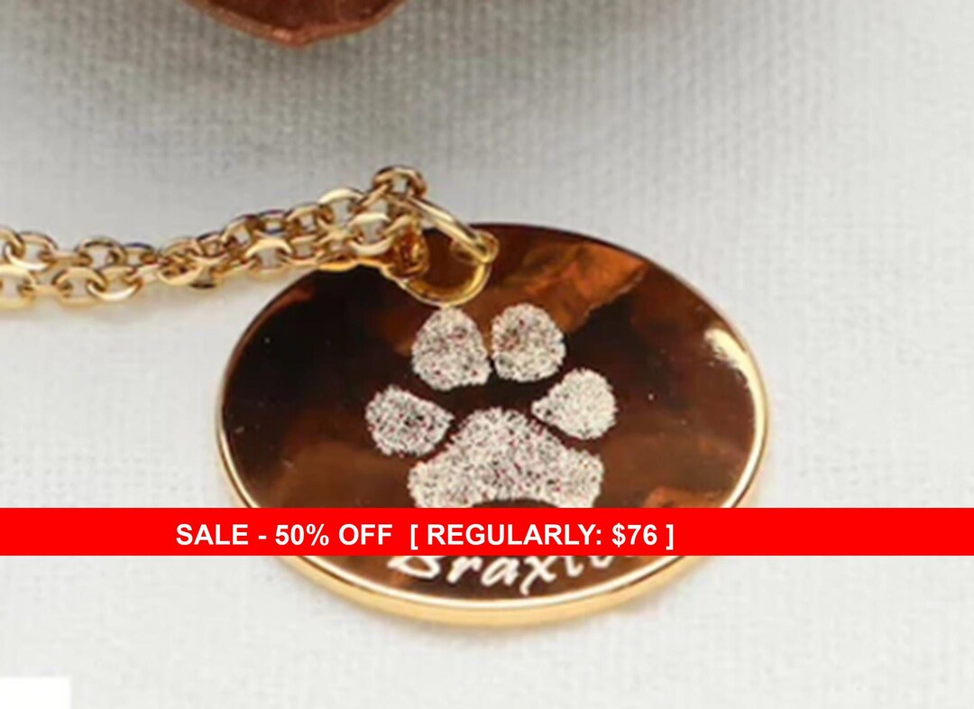 Custom Pet Paw Print Necklace 18K Gold Plated Stainless Steel ...