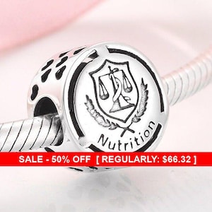 Sterling Silver Nutrition Charm, Doctor Charms, Career Charms, Graduation Charm, Scale Charm, Nutritionist, Medical Charm, Fits Pandora