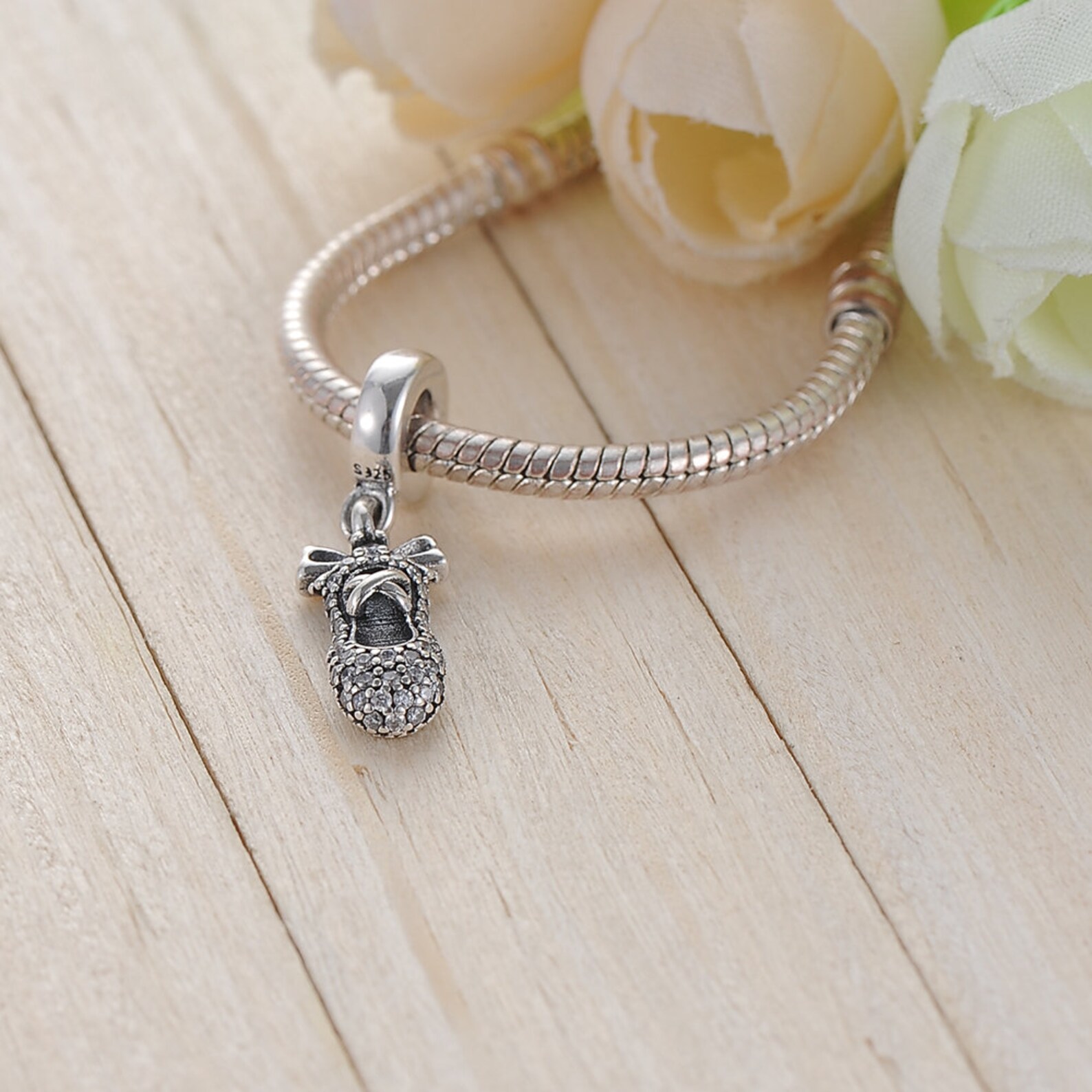 sterling silver ballet shoe charm, ballet charm, ballerina charm, shoe charm, ballet pendant, ballet necklace, fits pandora brac