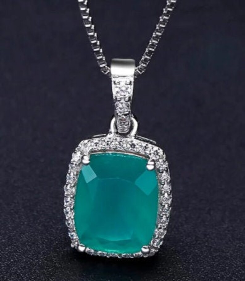 Gemstone Pendant Agate Pendant Bridal Agate Jewelry Wedding Sterling Silver Genuine Green Agate Gemstone Necklace Wedding Jewelry
