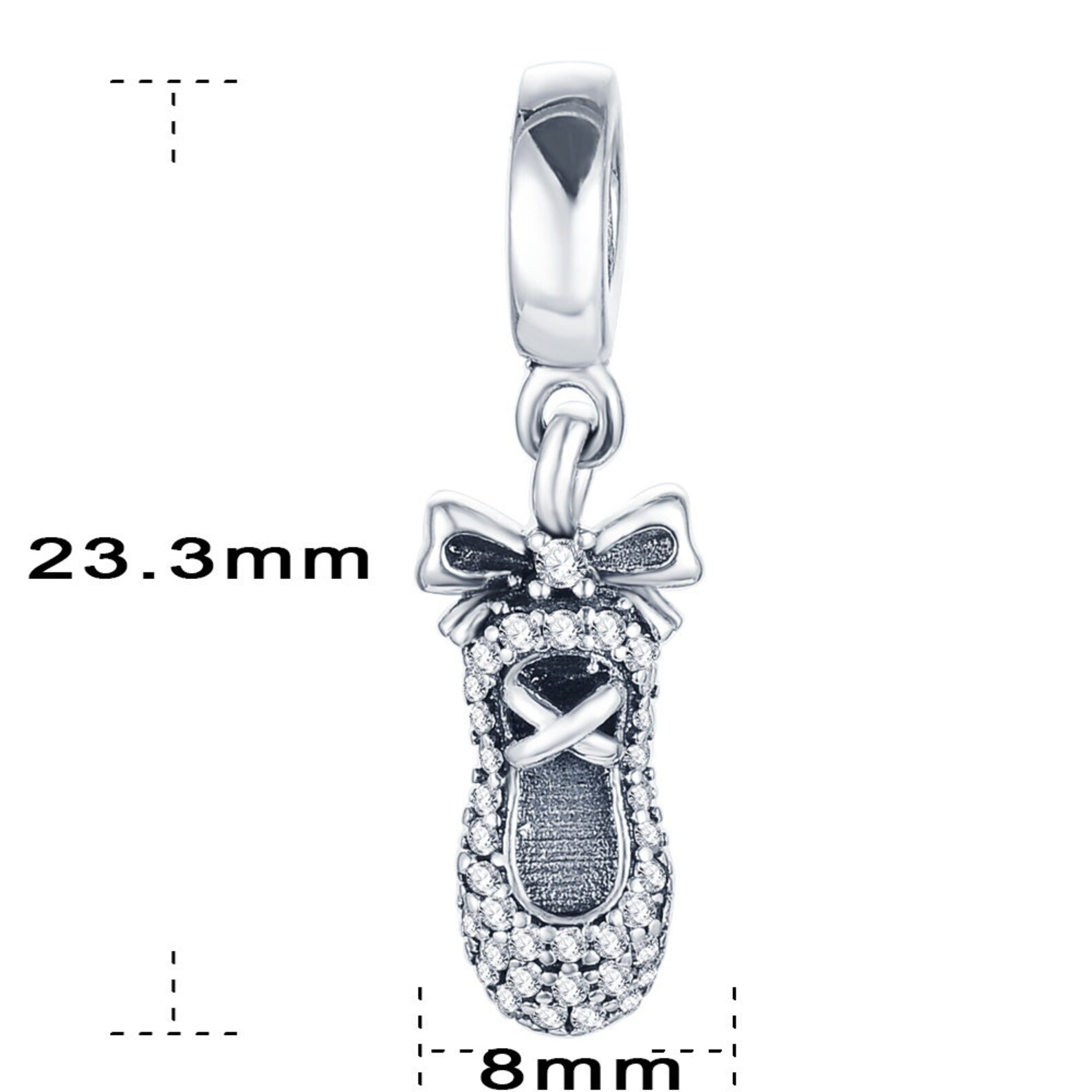 sterling silver ballet shoe charm, ballet charm, ballerina charm, shoe charm, ballet pendant, ballet necklace, fits pandora brac