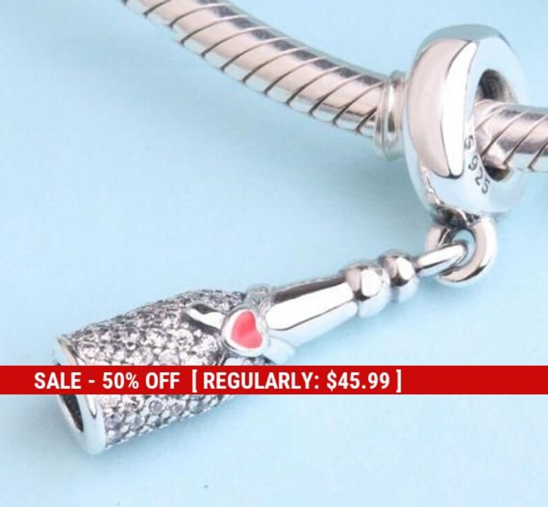 Wedding Charms Champagne jewelry Bottle Charm New Years Gift Celebration Charms Sterling Silver Champagne Bottle Charm Food Charms