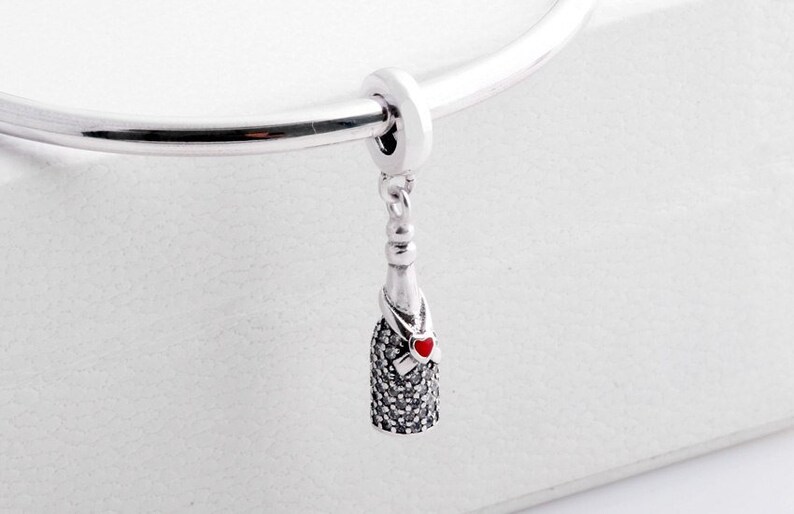 Wedding Charms Champagne jewelry Bottle Charm New Years Gift Celebration Charms Sterling Silver Champagne Bottle Charm Food Charms