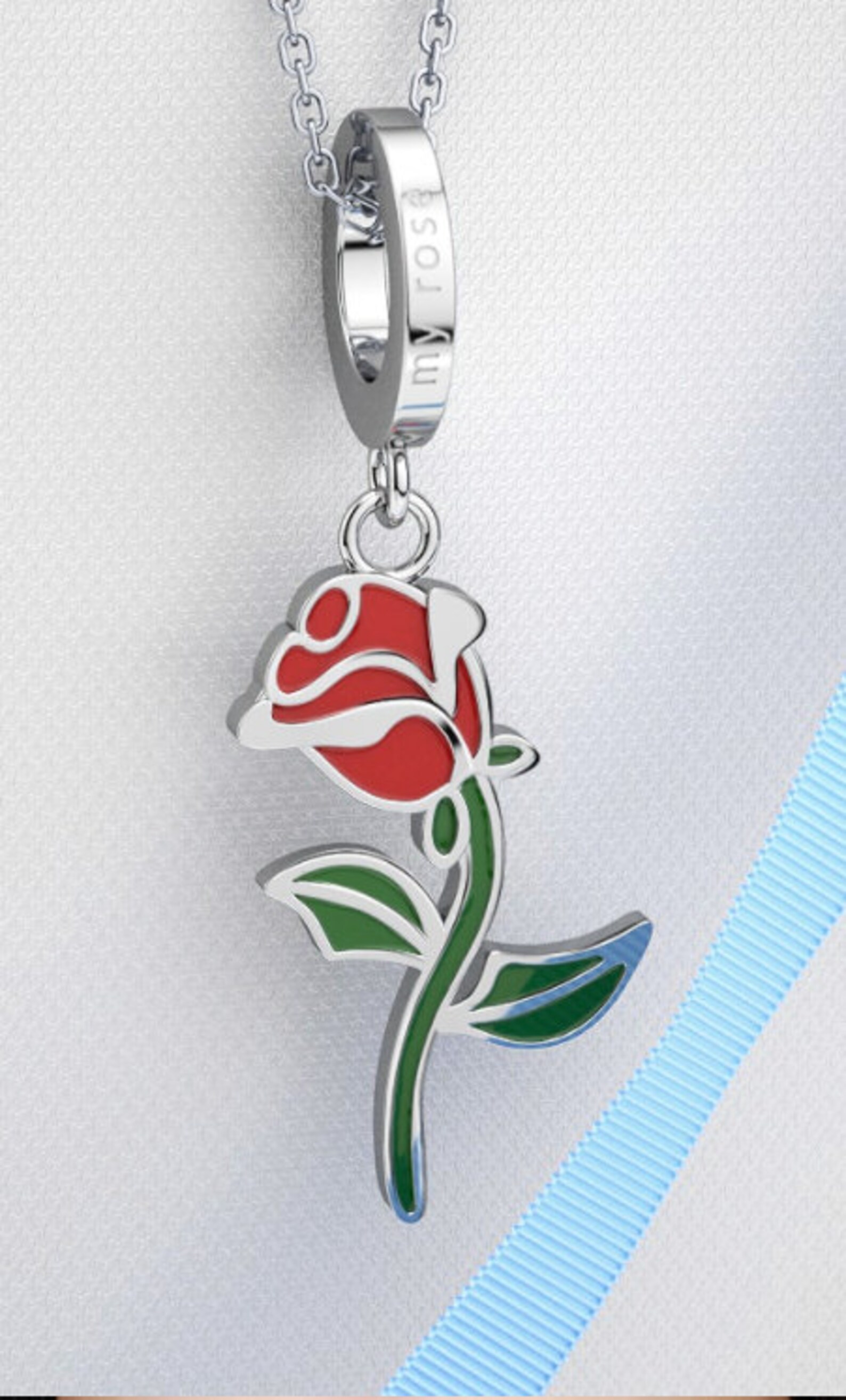 Sterling Silver Red Rose Charm Flower Charm Rose Charm Etsy UK