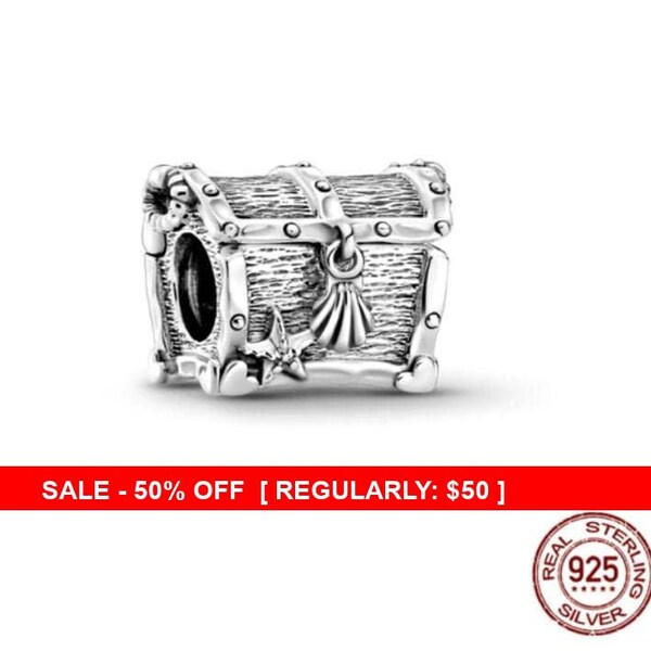 Sterling Silver Jewelry Box Charm, Treasure Box, Gift Box, Treasure Chest, Jewelry Boxes, Gift Box Charm, Jewelry Gift Box, Fits Pandora