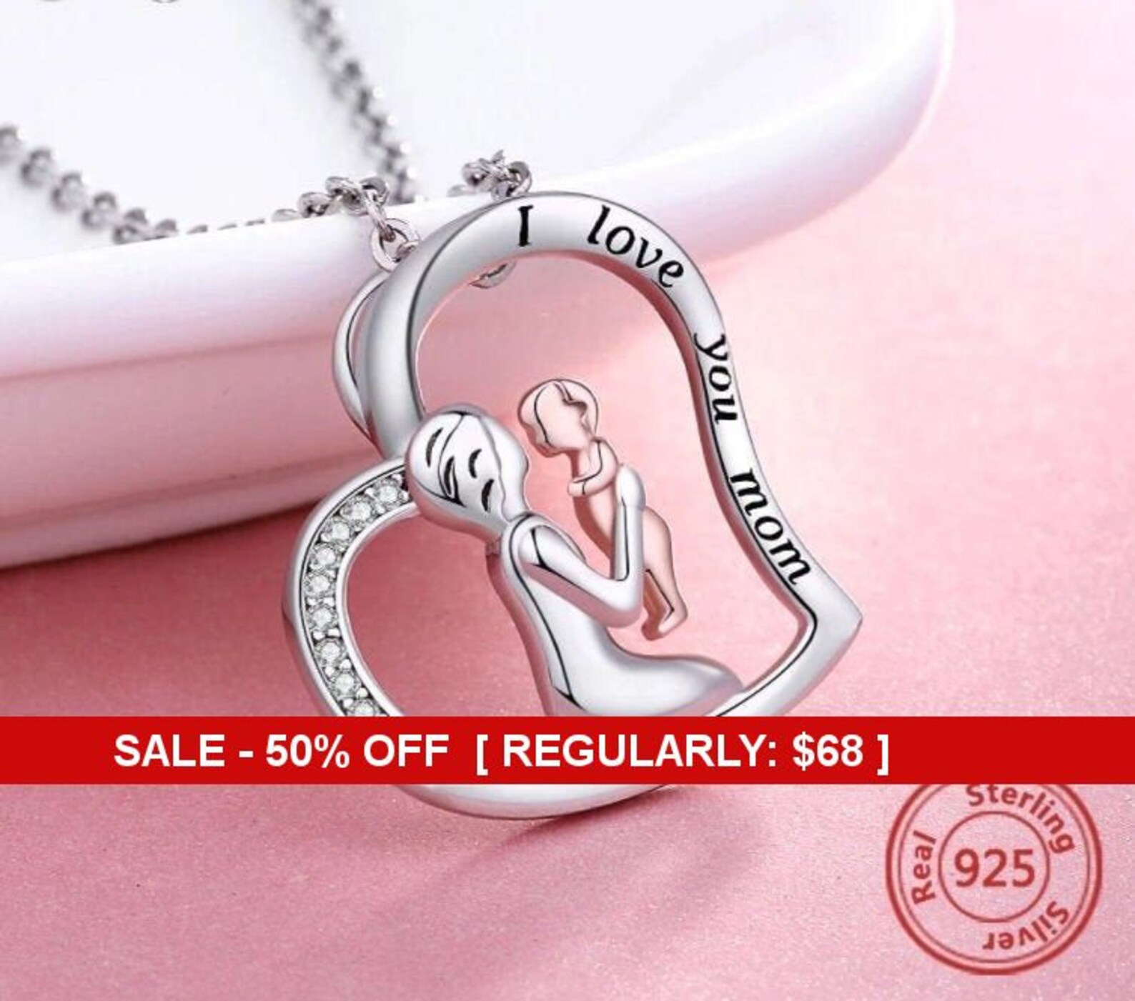 Sterling Silver Mom and Baby Necklace Mom Necklace Mom and Etsy