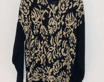 90s Norton McNaughton Gold Print Sweater