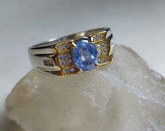 Original Mens Ceylon Sri Lanka Blue Sapphire Stone Silver Ring Real Neelam Ring