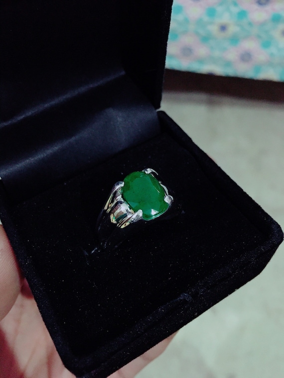 emerald stone ring 7.25 Ratti 7.00 Carat Original Emerald Gemstone RING  Adjustable Beautiful Design Ring PANNA RING For Women's