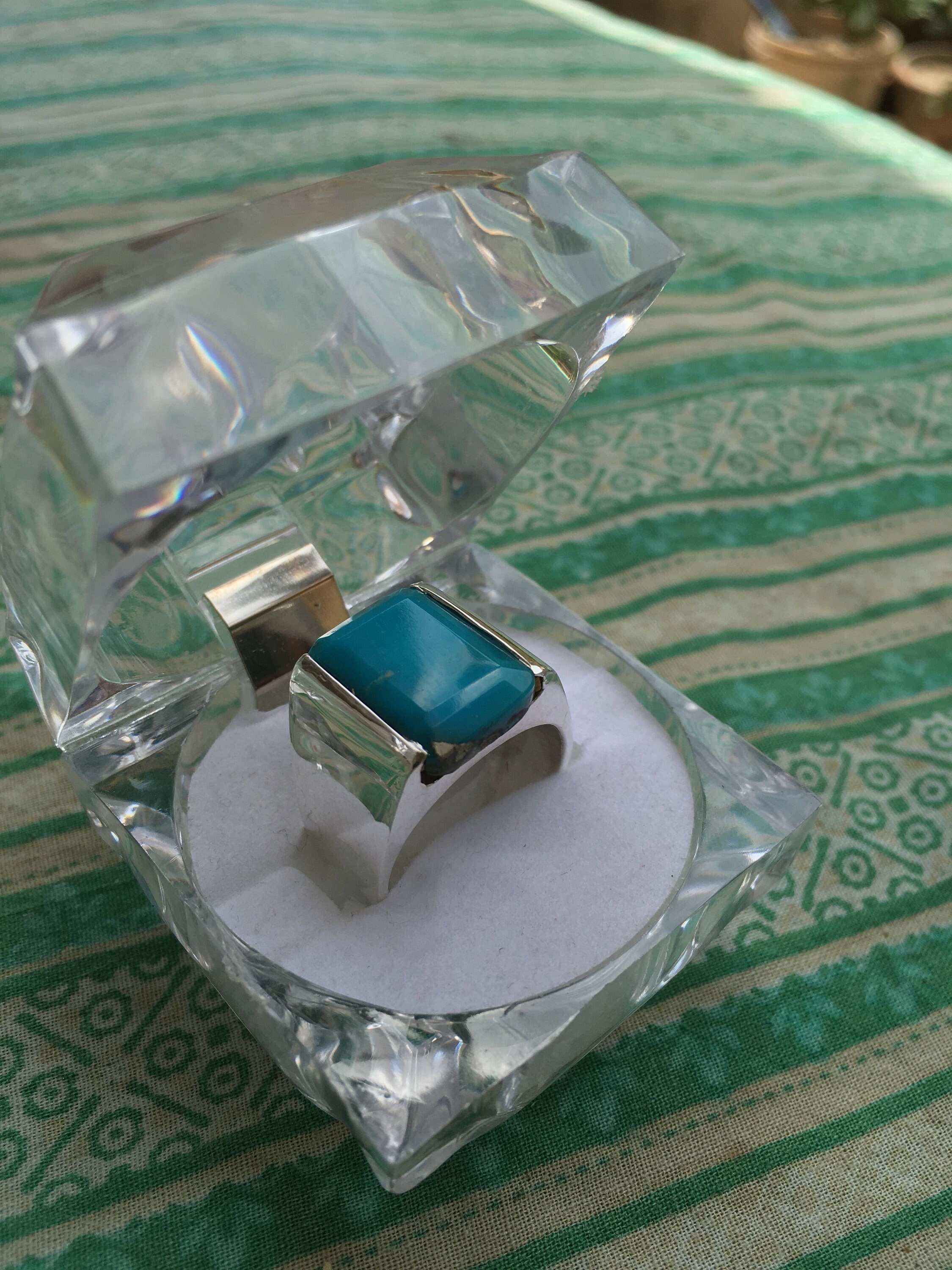 Buy 9 Ct Natural Turquoise Ring Real Hussaini Feroza Emerald Cut Square  Design in Silver Genuine Feroza Stone Ring Original Feroza Stone Ring  Online in India - Etsy