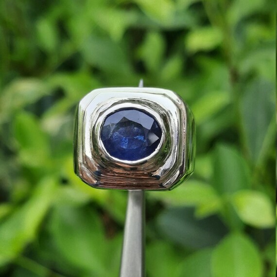 Natural Kashmiri Sapphire Ring For Men's Natural Sapphire Ring Real Neelam  Stone | eBay