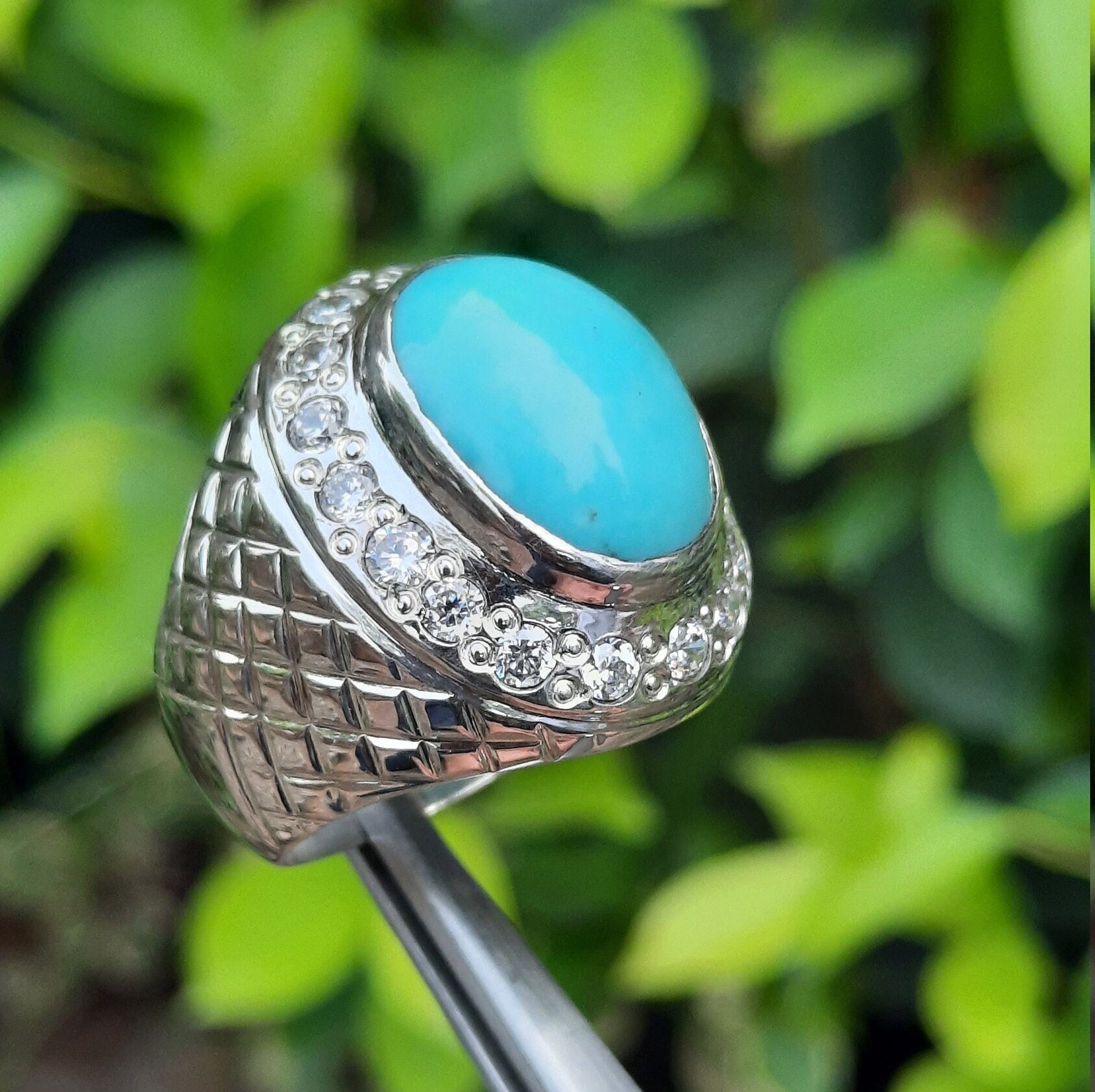 Original Feroza Stone Sterling Silver Ring Real Genuine Neeshapuri Feroza  Ring | eBay