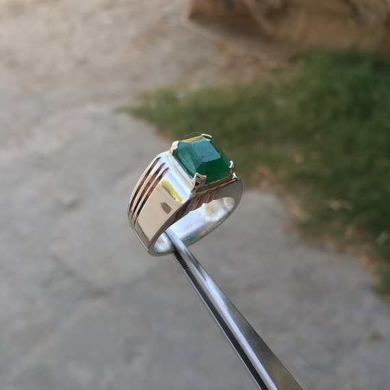 Buy Women's Natural Emerald Stone Ring From Swat Original Emerald Stone Ring  in Emerald Cut Semi Transparent Real Emerald Stone Ring for Ladies Online  in India - Etsy