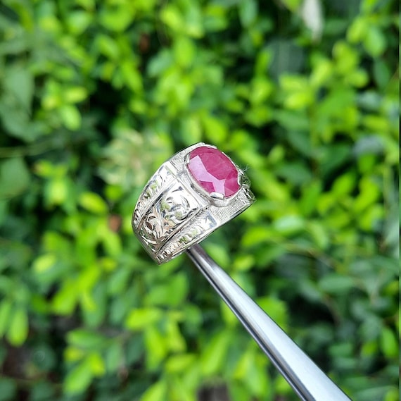 Heavy and Elegant 925 Sterling Silver Natural Ruby Stone Mens Ring –  silverbazaaristanbul