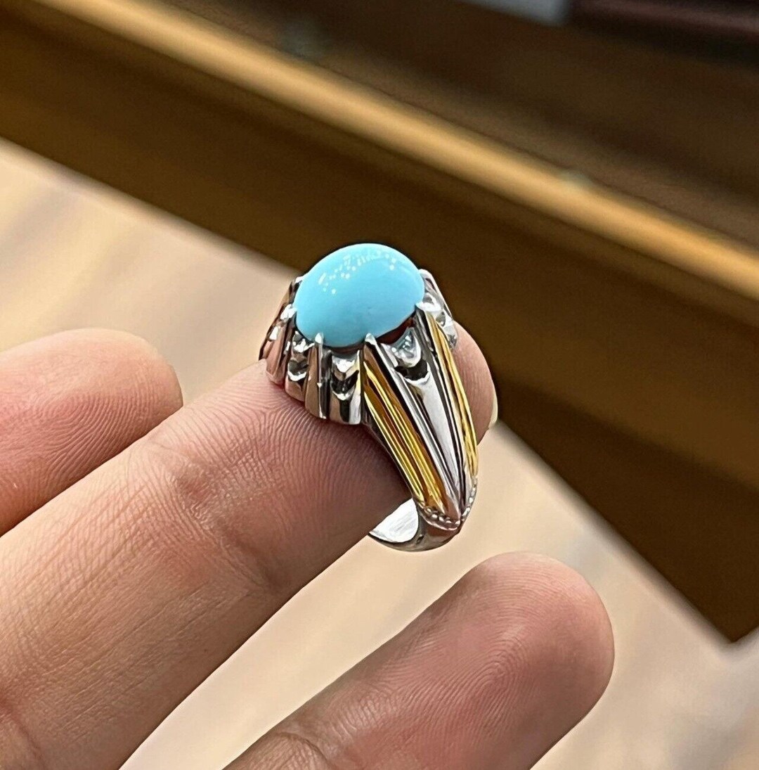 Original Neeshapuri Feroza Stone Sterling Silver Ring Real Firoza Ring Mens Etsy Canada
