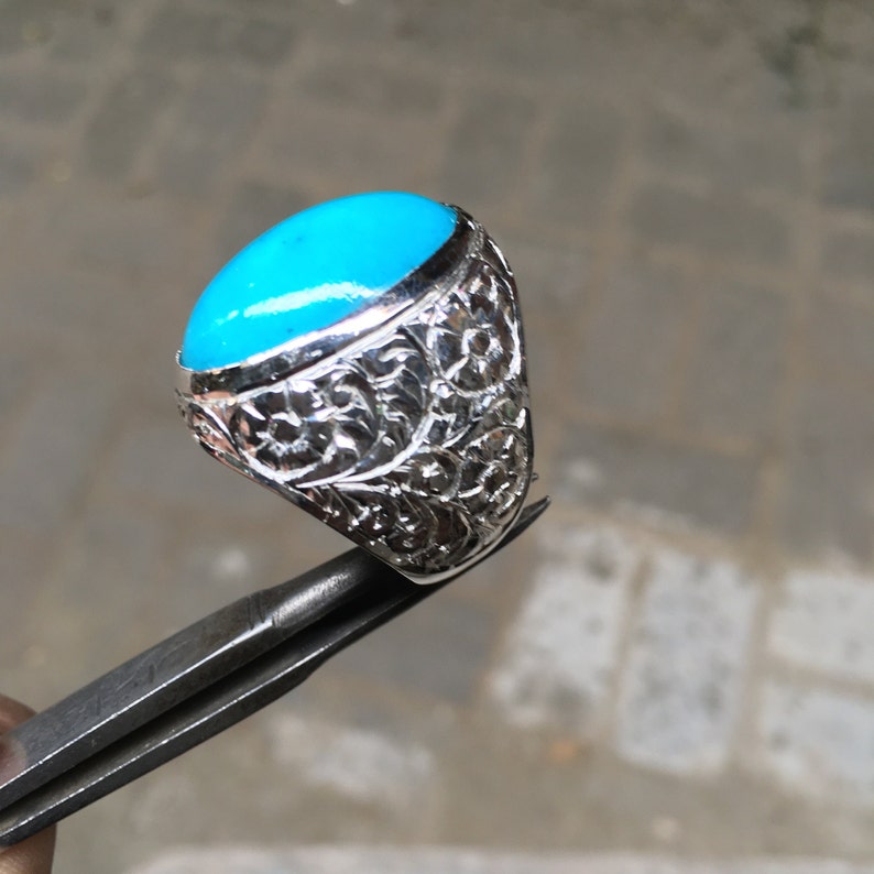 Natural Hussaini Feroza Ring Turquoise Stone Ring Neeshapuri - Etsy