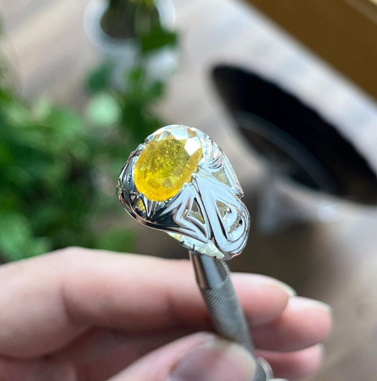 Yellow Sapphire Ring. Sterling Silver Ring With Yellow Sapphire Ring. - Etsy