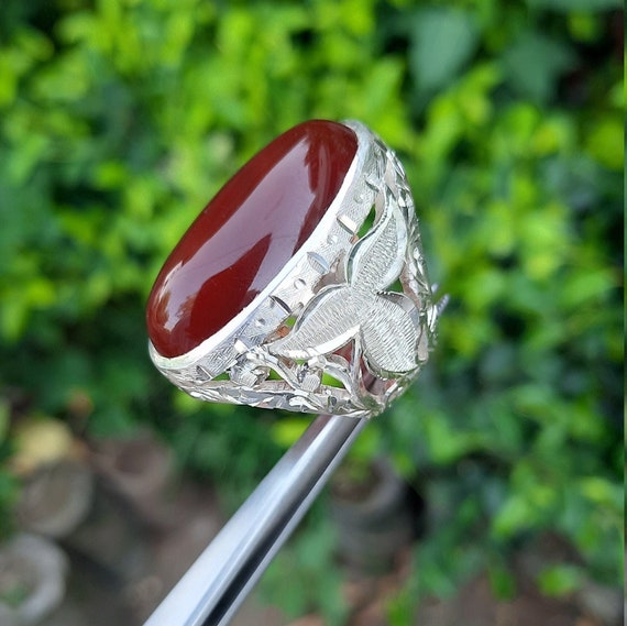 Buy Handmade 925k Sterling Silver Red Agate Stone aqeeq Men's Ring  outstanding Gift Online in India - Etsy | Rings for men, Antique wedding  jewelry, Black onyx stone