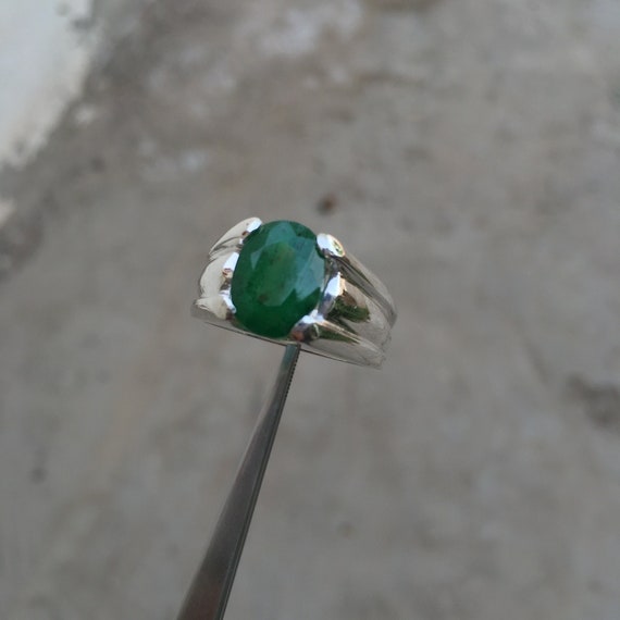 Buy Ayush Gems 9.25 Ratti Created Emerald Ring (Panna/Panna stone Silver  Ring) Original AAA++ Quality Gemstone Adjustable Ring Men Women at Amazon.in