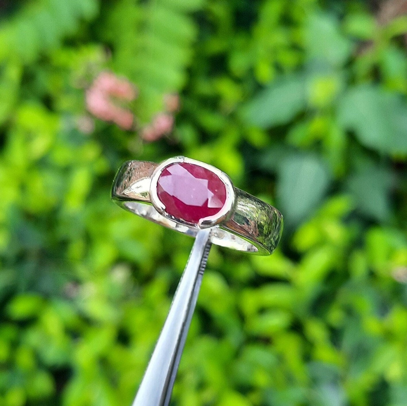 Green Tourmaline with Ruby Ring set in Platinum 950 Settings For Sale at  1stDibs