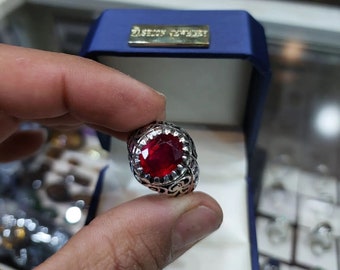 African Pigeon Blood Red Ruby Ring Natural Real Ruby Ring Original Yaqoot Ring