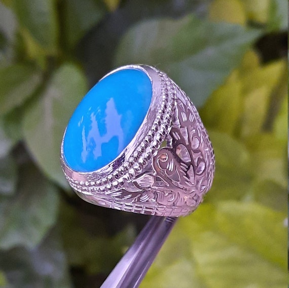 Divya Shakti 4.25-4.50 Carat Turquoise Feroza Gemstone Silver Ring for  Women - Walmart.com