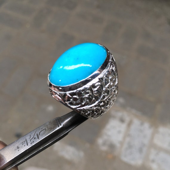 Natural Hussaini Feroza Ring Turquoise Stone Ring Neeshapuri - Etsy