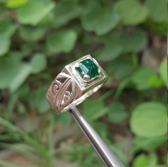 0.80 Ct H-I/SI1 Natural Certified Diamond & Real Emerald Women's Ring 18 Kt  Gold | eBay
