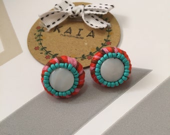 Colorful button earrings