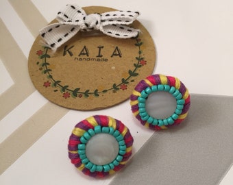 Colorful button earrings