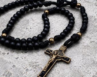 Rugged Paracord Rosary - Extremely Strong Catholic Rosary, St. Benedict Crucifix, Rosary For Men