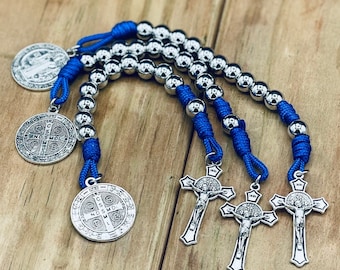 Paracord Rosary 3-Pack | Stainless Steel Beads, St. Benedict Medal