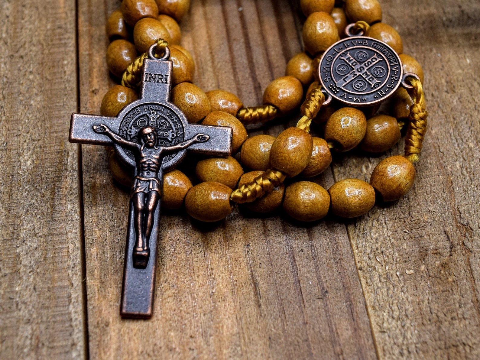 Catholic Rosary Wooden Rosary Beads Bronze Crucifix and Etsy