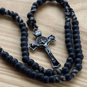 Black Crusader Paracord Rosary For Men - Extremely Strong Catholic Rosary, Indestructible and Rugged Rosaries