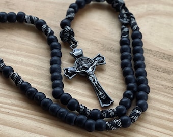 Rugged Black Paracord Rosary - Extremely Strong Catholic Rosary, The Good Thief