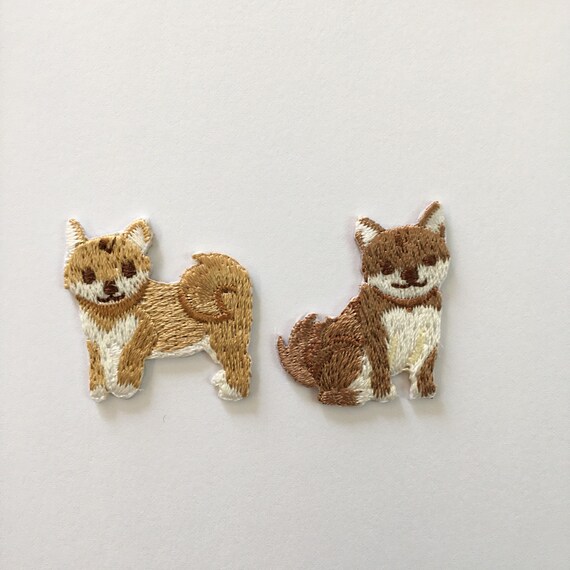 Shiba Inu Puppies Japanese Dog Cute Embroidery Patch Iron On Applique Badge