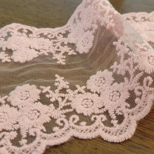 Baumwollspitze, rosa, bestickte Borte, exklusive Spitze, floraler Besatz