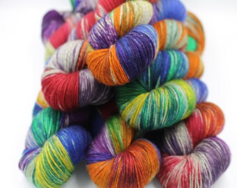 Zak The Rainbow Yak,  Sock Skein 70% Superwash Merino 20 Yak 10 Nylon 100g