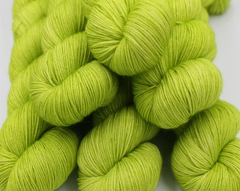 Chartreuse Sock Skein 75% SuperWash Merino and 25 Nylon Hand Dyed Yarn 100g