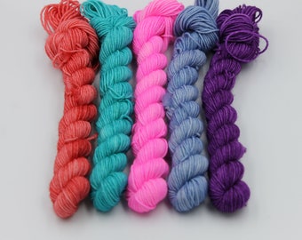 Brights II Mini Skein Set Premium Sock 75% SuperWash  Merino and 25 Nylon.5x20g