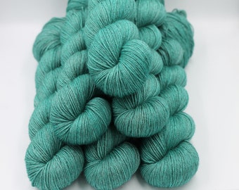 Jade Sock Skein 60% SuperWash Merino 20 silk  and 20 Yak Hand Dyed Yarn