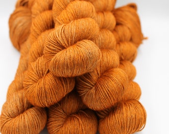 Marmalade Sock Skein 60% SuperWash Merino 20 silk  and 20 Yak Hand Dyed Yarn