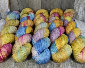 Vintage Hydrangea. Premium Sock Skein 75% SuperWash Merino and 25 Nylon Hand Dyed Yarn