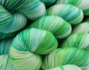 Fresh Mint   Premium Sock 100g skein 75% SuperWash Merino and 25 Nylon Hand Dyed Yarn