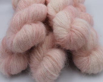 Peach Fuzz  Exquisite Lace 50g skein 74% Baby Suri Alpaca 26 Mulberry  Silk