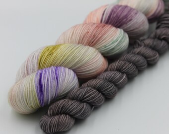 Your Turn To Fly  Sock Set 75% SuperWash Merino 25 Nylon Hand Dyed Yarn 100g + 20g