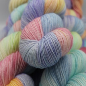 Pastel Rainbow.   Sock Skein 75% SuperWash Merino and 25 Nylon Hand Dyed Yarn 100g